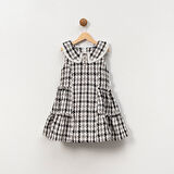 Kız Çocuk Ekose Desenli Tuvit Kumaş Elbise %100 Pamuk