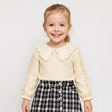 Dantel Bebe Yaka Fırfırlı 2ip Kız Çocuk Uzun Kollu Sweatshirt - %100 Pamuklu