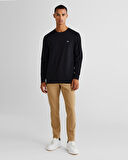 GANT Erkek Siyah Slim Fit Bisiklet Yaka Uzun Kollu T-Shirt