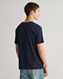 GANT Erkek Lacivert Regular Fit Bisiklet Yaka Logolu T-shirt