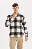DeFacto Regular Fit Polo Yaka Kareli Flanel Uzun Kollu Gömlek D5835AX24AUBN279