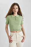 DeFacto Slim Fit Dar Kesim Polo Yaka Kısa Kollu Triko Tişört N9752AZ24SPGN744