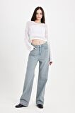 DeFacto Regular Fit Bisiklet Yaka Kroşe Ajurlu Delikli Crop Triko Kazak T4513AZ24AUER103