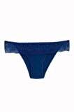 Kadın Siyah-gece Mavisi-fusya 2236 Dantelli Slip 3lü Paket Külot