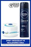 Nivea MEN Erkek Sprey Deodorant Deep Dimension 150ml, Ter Karşıtı ve Soft Nemlendirici Vücut Kremi 100ml