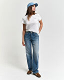 GANT Kadın Beyaz Regular Fit Bisiklet Yaka T-Shirt