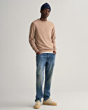 GANT Erkek Bej Regular Fit Bisiklet Yaka Yün Kazak