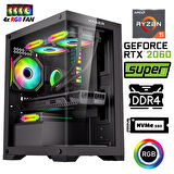 Xaser Xsr1079 Ryzen 5 3600 32GB Ram 1TB M.2 NVMe SSD 8GB RTX2060 SUPER  23.8" 180Hz Oyuncu Bilgisayarı