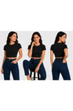kısa kol bisiklet yaka crop model viskon ring kumaş kadın body