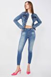 Kadın Skinny Fit Esnek Pantolon Mavi