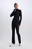 DeFactoFit Flare Fit Beli Saran İspanyol Paça Standart Boy Sporcu Eşofman Altı C9192AX25SPBK81