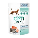 Optimeal somonlu ve yaban mersinli kısır sterilised yaş mama 85 gr 