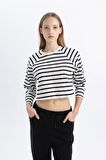 DeFacto Coool Loose Fit Çizgili Uzun Kollu Tişört C4400AX24SPWT32