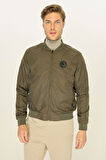 Erkek Haki Kolej Yaka Rüzgara Dayanıklı Mevsimlik Spor Mont | 5XL