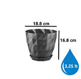 Omnipazar SO-KRT4 Dekoratif Kristal Saksı Takımı 3.25 lt Antrasit 5 Adet