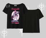 Kayık Yaka Tshirt Kawaii Cyberpunk Kız Japon Stil Baskı