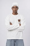 Erkek Teddy Baskılı Oversize Long Sleeve Ekru