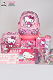 TEK BÖLMELİ KÜÇÜK BOY 32 CM HELLO KITTY ANAOKUL,BESLENME VE KALEM ÇANTASI İLE BESLENME KABI,MATARA KIRTASİYE OKUL SETİ