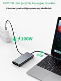 11in1 USB C HUB Type-C HDMI 4K Thunderbolt 3 Docking Station Laptop Adaptör AUX SD TF Kart RJ45 VAG