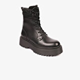 Greyder 33932 Kadın Siyah Hakiki Deri Military Bot