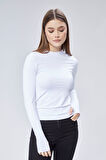 Basic Bisiklet Yaka Uzun Kollu Slim Fit Kadın Body T-shirt