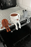 Kahve Temalı Biblo Seti 3 Adet – Moka Pot, Kahve Çekirdeği Ve Fincan Masaüstü Süs