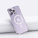iPhone 14 Pro için Kılıf Kamera Korumalı Magsafe Wireless Şarj Özellikli Şeffaf Kılıf