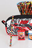 YENİ SEZON LİSANSLI HOT WHEELS KALEM ÇANTASI,2 ADET KURŞUN KALEM,SİLGİ VE ÇİFT BIÇAKLI KALEMTRAŞ KIRTASİYE SETİ