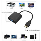 Hdmi To Vga Kablo Tablet Projeksiyon Notebook Uyumlu Siyah