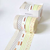 Vintage Washi Tape Bant Baskılı Yapışkanlı Maskeleme Kağıdı Desenli bant 5 li - Geometrik N1