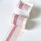 Vintage Washi Tape Bant Baskılı Yapışkanlı Maskeleme Kağıdı Desenli bant 5 li - Geometrik N2