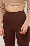 Fitilli Seamless Çizgili Tayt Yüksek Bel Dayanıklı Örme Kumaş Spor Tayt Toparlayıcı