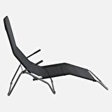 Katlanabilir Siyah Şezlong 136 x 61 x 102 cm