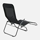 Katlanabilir Siyah Şezlong 136 x 61 x 102 cm