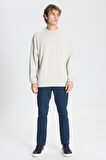 Oversize Bol Kesim 3 İplik Bisiklet Yaka Pamuklu Sweatshirt