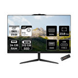 MSI Modern AM242 i5 1235U 24GB 512GB SSD 23.8" FHD IPS FDOS All In One PC Siyah & PER4 BELLEK