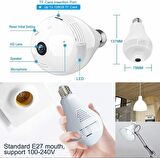 Wifi 360 Derece Ampul Kamera Panoramik Bakıcı Güvenlik Kamerası Balık Gözlü Ampul Kamera
