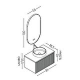 Almonde 80 Cm Siyah Lavabolu Banyo Dolabı Krem