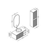 Almonde 100 Cm Siyah Lavabolu Banyo Dolabı Krem - Boy Dolap Dahil