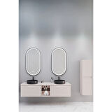 Almonde 160 Cm Siyah Lavabolu Banyo Dolabı Krem - Boy Dolap Dahil