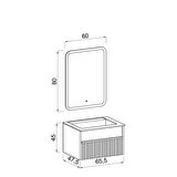 Sable 65 Cm Beyaz Lavabolu Banyo Dolabı - Siyah Beyaz