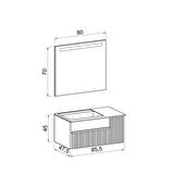 Sable 85 Cm Siyah Lavabolu Banyo Dolabı - Siyah Beyaz