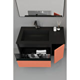 Sable 85 Cm Siyah Lavabolu Banyo Dolabı - Siyah Kiremit (boy Dolap Dahil)