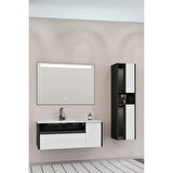 Sable 100 Cm Beyaz Lavabolu Banyo Dolabı - Siyah Beyaz (boy Dolap Dahil)