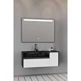 Sable 100 Cm Siyah Lavabolu Banyo Dolabı - Siyah Beyaz