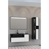 Sable 100 Cm Siyah Lavabolu Banyo Dolabı - Siyah Beyaz (boy Dolap Dahil)