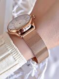 Ferro Hasır Kordonlu Rose Gold Kararmaz Renk Atmaz 3 Atm  Özel Tasarım Kadın Kol Saat 21152CWT-C