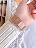 Ferro Hasır Kordonlu Rose Gold Kararmaz Renk Atmaz 3 Atm  Özel Tasarım Kadın Kol Saat 21152CWT-C