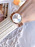 Ferro Hasır Kordonlu Rose Gold Kararmaz Renk Atmaz 3 Atm  Özel Tasarım Kadın Kol Saat BF21045CWT-C