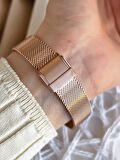 Ferro Hasır Kordonlu Rose Gold Kararmaz Renk Atmaz 3 Atm  Özel Tasarım Kadın Kol Saat BF21153CWT-C